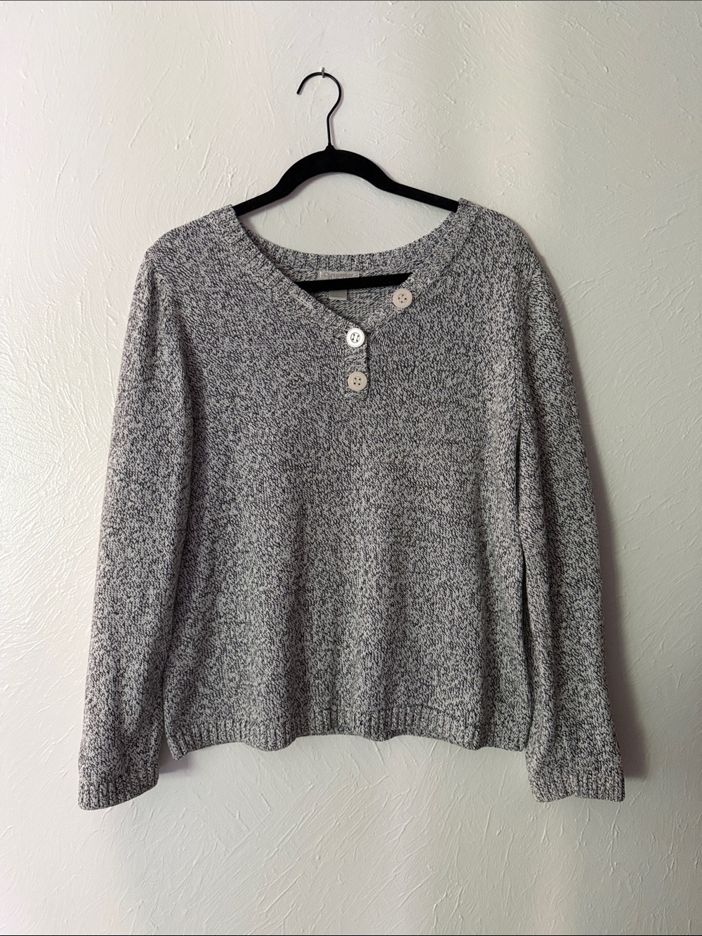 Christopher & Banks Crewneck Sweater with Button Detail